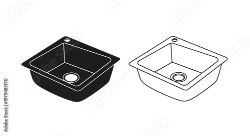 Two kitchen sinks displayed in contrasting styles a dark silhouette
