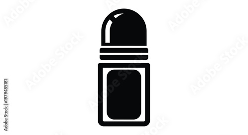 Simple black silhouette of a deodorant roll on applicator silhouette