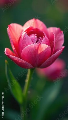 Dew-kissed petals, vibrant spring bloom close-up, green, springtime