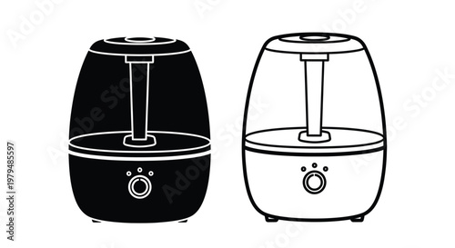 Two modern humidifiers in contrasting designs a striking silhouette