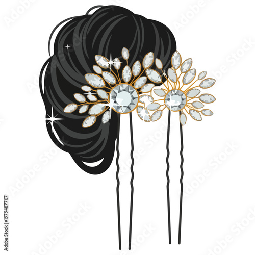Bridal Crystal Hair Pin Set Vector Wedding Hair Accessory