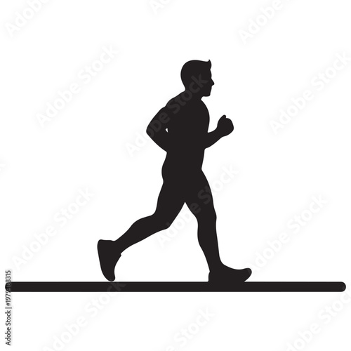 Man running silhouette vector illustration for fitness sports and marathon training concepts