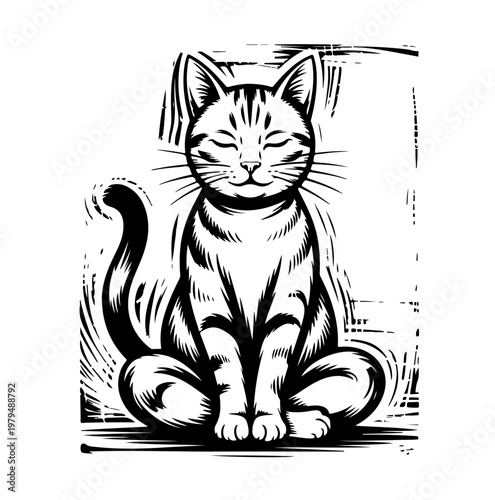Drawing cat illustrated sketch