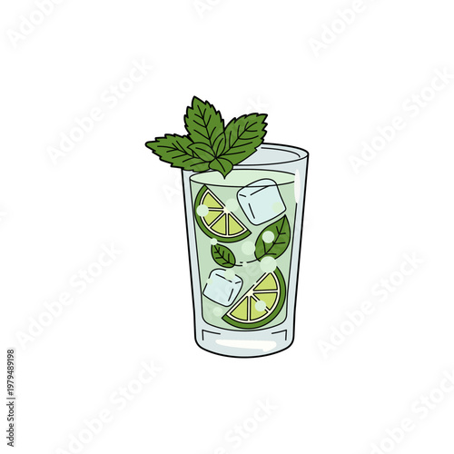Hand Drawn Mojito Cocktail Illustration