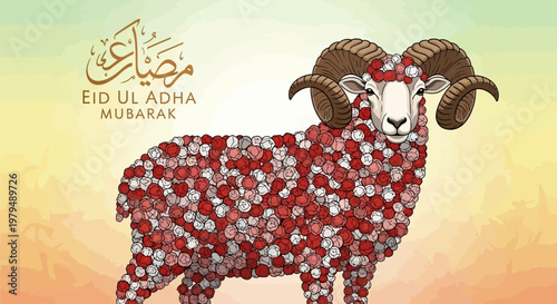 Decorated Ram with Floral-like Patterns, a Vibrant Symbol of Celebration, Tradition, and Joyous Festivities