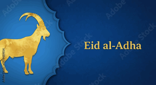 Celebrate the Islamic Festival of Eid al-Adha with a Golden Goat Silhouette
