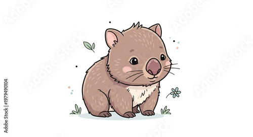 Cute Cartoon Wombat Illustration.
