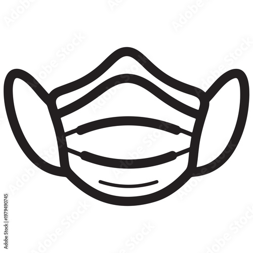 Medical face mask vector icon for health and safety protection symbol in minimalist line art style