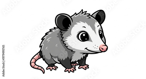 Cute Opossum Cartoon Character.