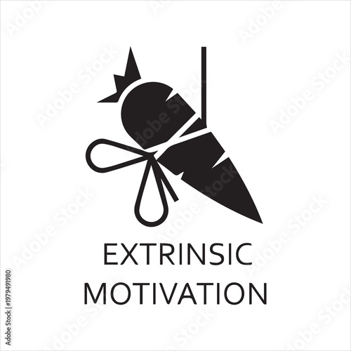 Flat vector icon extrinsic motivation as carrot on a rope