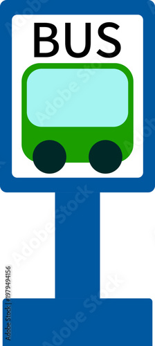 Bus Stop Sign Icon with Bus Symbol