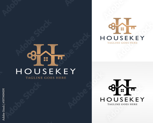 House Key Logo vector Design — Luxury Real Estate Branding with Key and Letter H