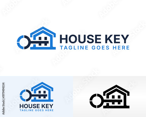 House Key Logo vector Design — Real Estate Branding with Key and Letter H