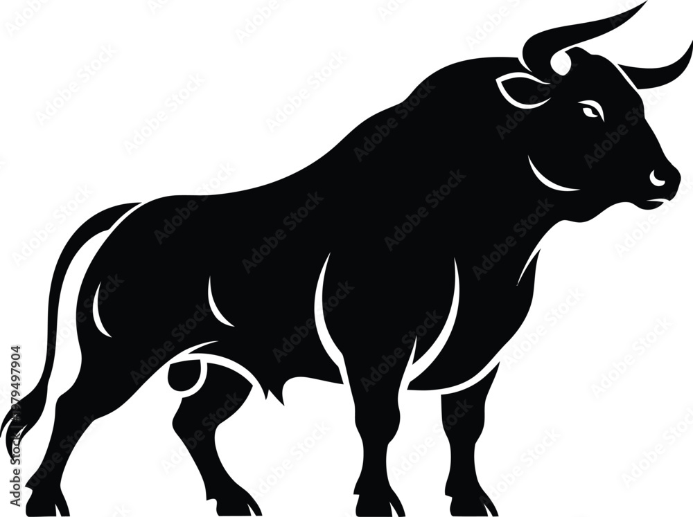 Φωτογραφία Majestic black bull silhouette a powerful symbol of strength and virility in a s