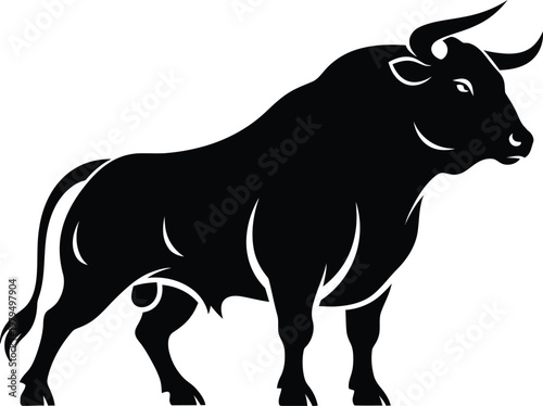 Photography Majestic black bull silhouette a powerful symbol of strength and virility in a s