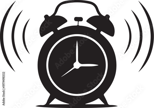 Black alarm clock ringing