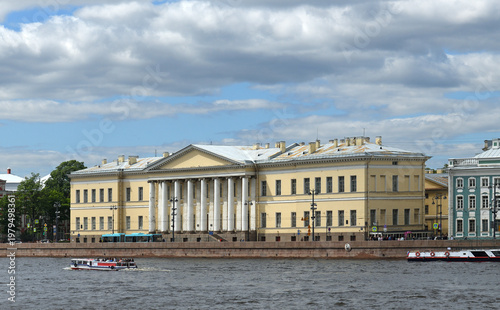 Saint Petersburg Branch of Russian Academy of Sciences located in historical building in Vasilyevsky Island in St. Petersburg