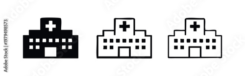 Medical Clinic Hospital Building Icon Set for Healthcare Services