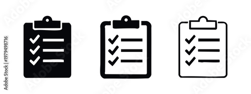 Cuadro en lienzo To-Do List Clipboard Icons Collection - Task Management and Checklist Vector Sym