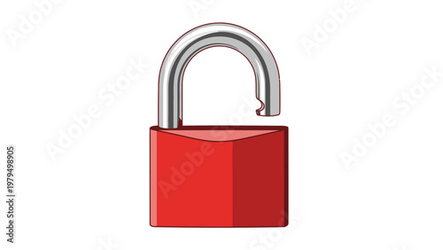 Red Open Padlock Security.