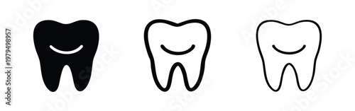 Dental Care Smile Tooth Icons Set - Healthy Dentistry and Oral Hygiene Vector Graphics
