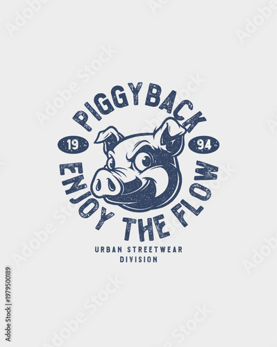Vintage Piggyback Enjoy The Flow Urban Streetwear Division Logo.