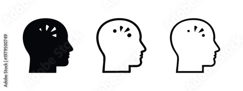 Human Head Psychology Mind Icon Set