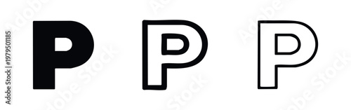 Three letter P icons: solid black and outline styles