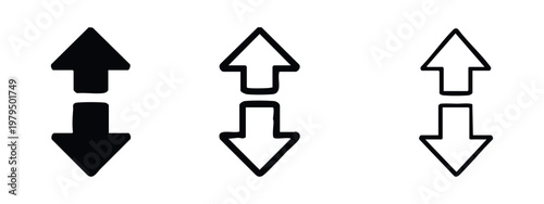 Up and down arrows in solid and outline styles, representing direction and movement