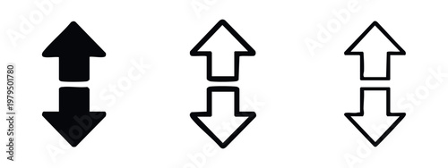 Vertical arrows pointing up and down, available in solid and outline styles