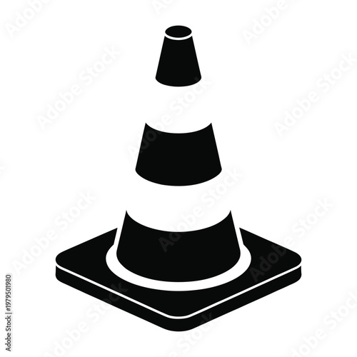 A stark black and white image of a traffic cone showcasing a bold silhouette