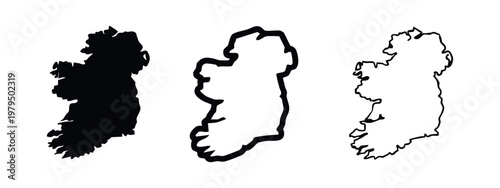 Schilderij op canvas Map of Ireland with Flag and Outline, Vector Illustration