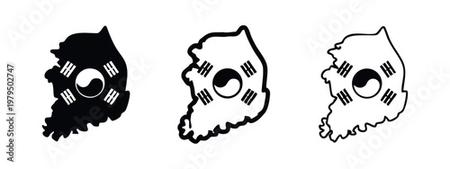 South Korea Map with Flag Elements