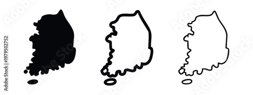 South Korea Map with Outlines