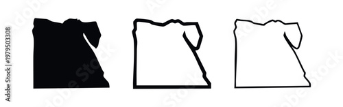 Egypt map outline with flag and national emblem - graphic illustration