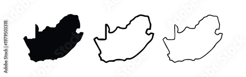 South Africa map outline with flag - graphic illustration