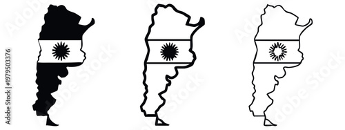 South Africa map outline with flag - graphic illustration