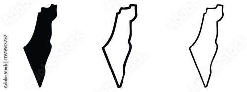 Israel map silhouette, outline, and simple line art on white background