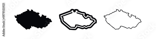 Czech Republic map silhouette, outline, and simple line art on white background