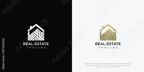 Modern Geometric House Logo for Real Estate Business