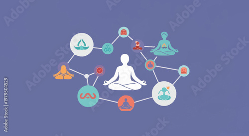 Mindfulness meditation and spiritual connection concept illustration.