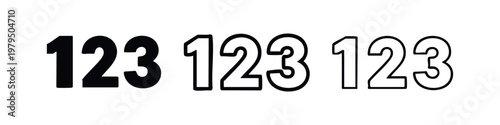 Number 123 Icons: Bold, Outline, and Duo Styles