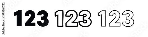 Number 123 Icons: Bold, Outline, and Duo Styles