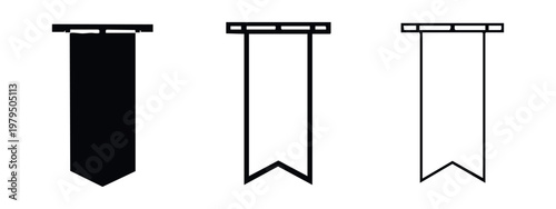 Vertical hanging banner and pennant icons for advertising and decor