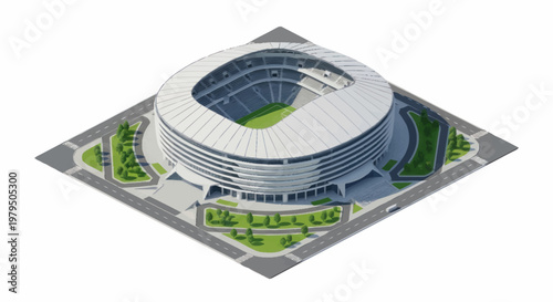 Modern Sports Stadium Architecture Isometric View.
