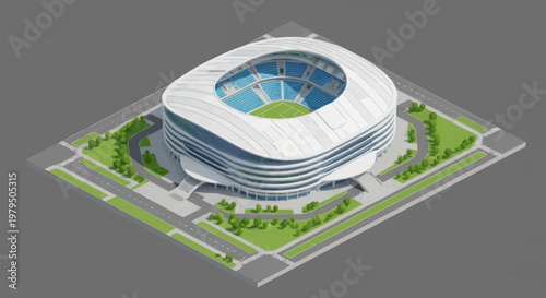 Modern Sports Stadium Architecture Aerial View.
