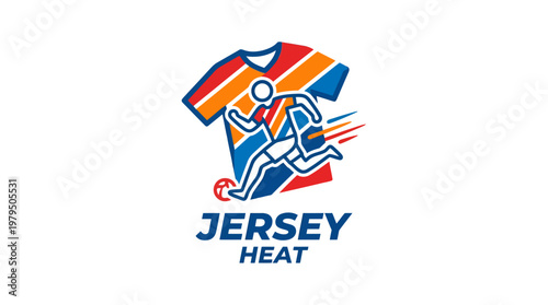 Jersey Heat Soccer Logo with Abstract Player and Jersey Design