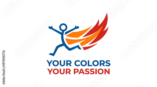 Dynamic Logo Featuring a Running Figure with Flame Trail