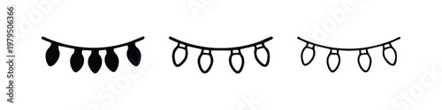 Set of Christmas Light Garland Icons for Holiday Decorations and Festive Design