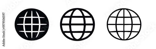 World Globe Grid Icons for International Business and Global Connectivity